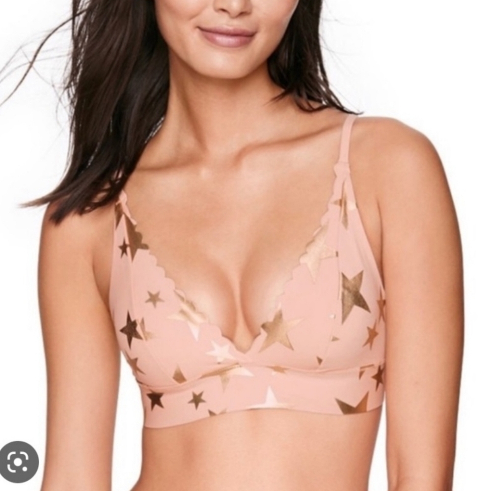 Pink Victoria's Secret Bonded blush pleather star bralette Size small